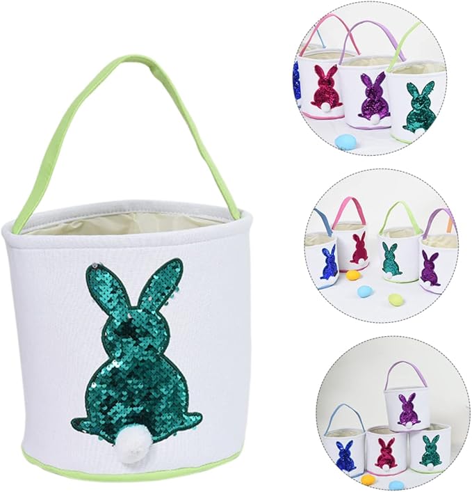 1pc Easter Bunny Basket Cute Canvas Candy Bag for Egg Hunts and Daily Storage Holiday for Fun and Practical Decoration