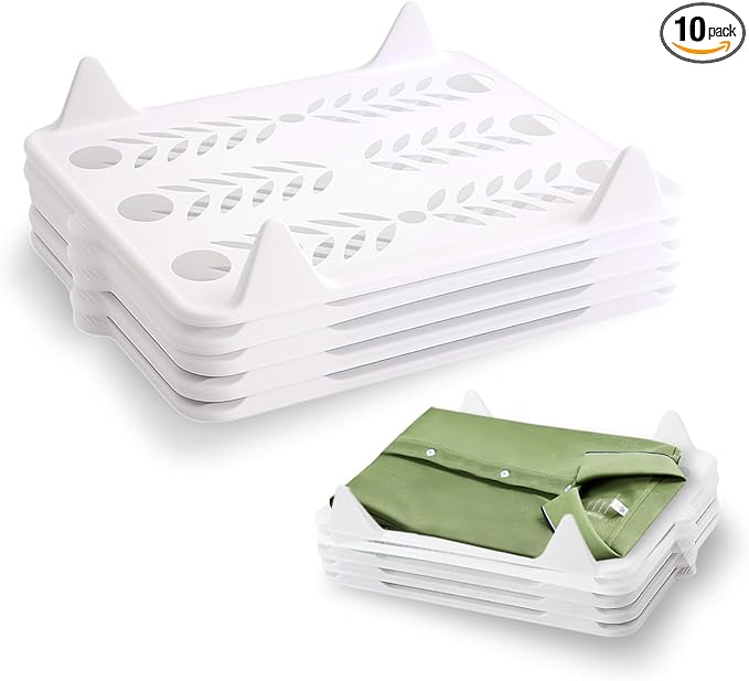 Shirt Folder Board, 10 PCS Clothes Folding Board, Stackable Shirt Organizer for Closet Storage Pants Shorts (14.5"Lx11.2"Wx2.2"H)