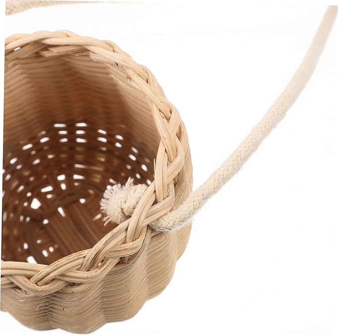 1pc Mini Acorn Satchel Rattan Basket Lid Boys and Girls Foraging Bag Rattan Decor Woven Storage Basket Cottagecore Accessory