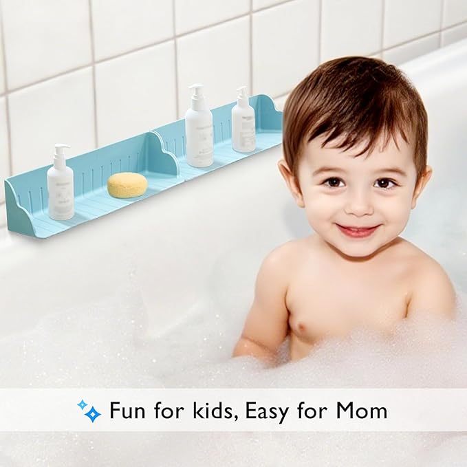 2 PCS Bath Splash Guard for Tub Kids, Guard Splash for Tub, Bathtub Splash Guard for Kids, Silicone Bath Guard Splash, Bathtub Toy Holder With 4 Strong Suction Cups