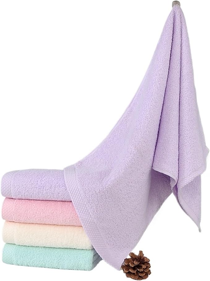 3 Pack Solid Color Cotton Towels, Bath and Face Towels Set, 32S, 92g(Green)