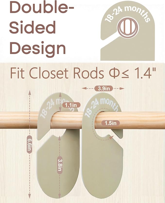 Baby Size Clothes Dividers for Closet: Nursery Age Hanger Organizer by Months for Boho Room Decor - Set of 8 Toddler Clothing Separators from Newborn to 2T Infant