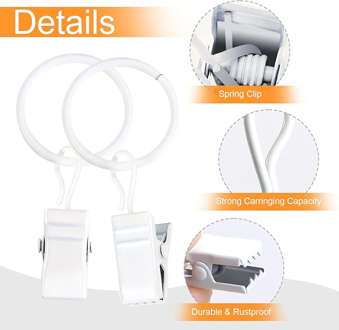 POVETIRE 30 Metal Rings Hooks, Hanging Baby Headband Brackets Metal Clips - Bow Manager Clips - Baby Bibs Manager Clips - Wall Decoration for Kindergarten Newborn Girls and Boys' Rooms