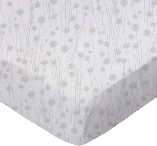 SheetWorld Baby Fitted Bassinet Sheet 15 x 33 inches, 100% Cotton Woven Sheet, Unisex Boy Girl, Grey Floral Stems, Made in USA