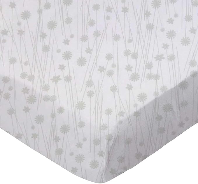 SheetWorld Baby Fitted Moses Basket Sheet 13 x 27 inches, 100% Cotton Woven Sheet, Unisex Boy Girl, Grey Floral Stems, Made in USA