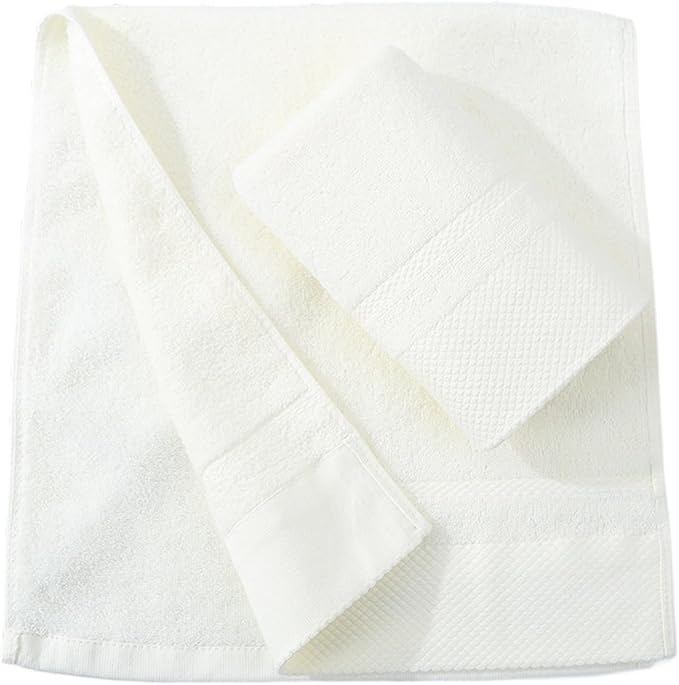 3 Pack Cotton Towels, Thick 40s Yarn Face Bath Towels, Absorbent & Soft for Home(White)