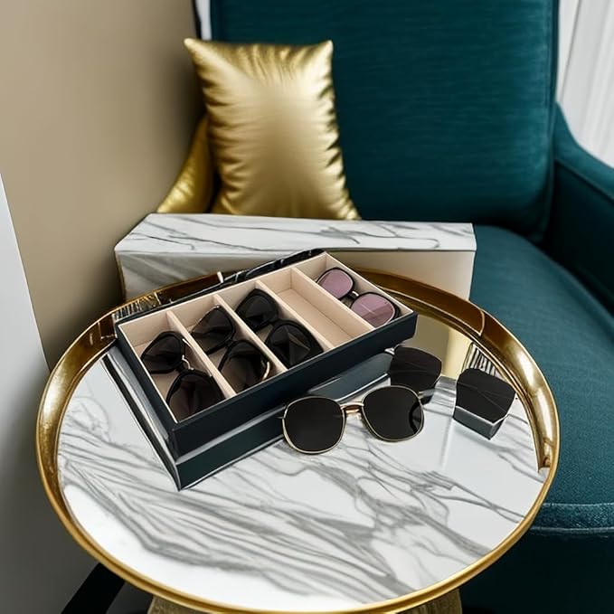 5 Slot High End PU Leather Velvet Drawer Divider Eyewear Storage Sunglasses Jewelry Show Tray Organizer