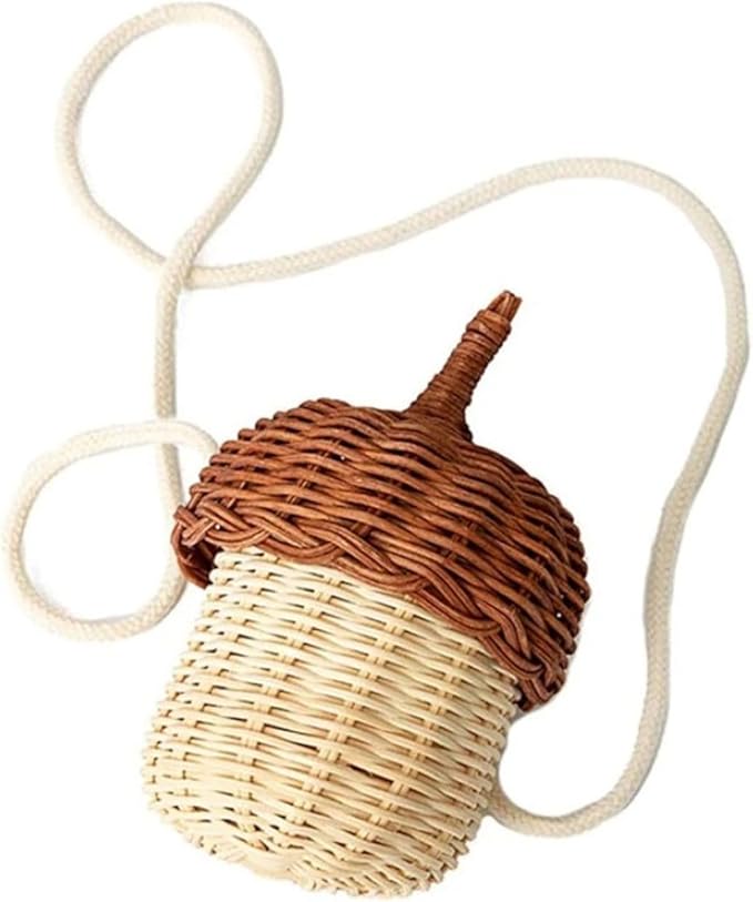 Rattan Handbag Candy Storage Basket Mushroom Woven Decorative for Photography Props Handcrafted with Lid Stylish Home Decor(E)