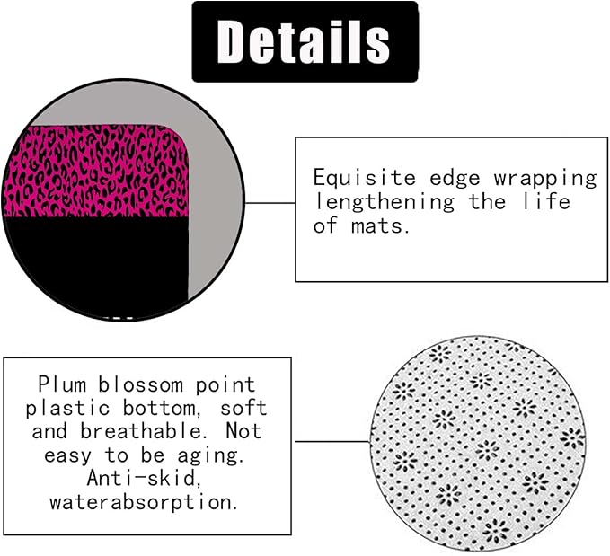 4PCS Hot Pink Leopard Print Shower Curtain Sets With Rugs, Waterproof Fabric Shower Curtain, Black and White Zebra Cheetah Print Wildlife Safari Animal Skin Stripe Fashion Women Bathroom Decor
