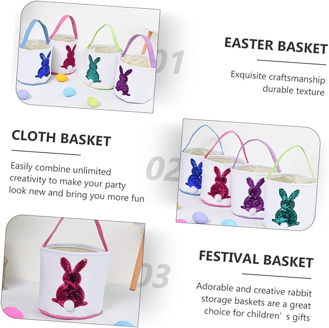 1pc Easter Bunny Basket Portable Candy Storage Bag for Party Decoration Adorable Design Durable Craftsmanship for Home and Event Use