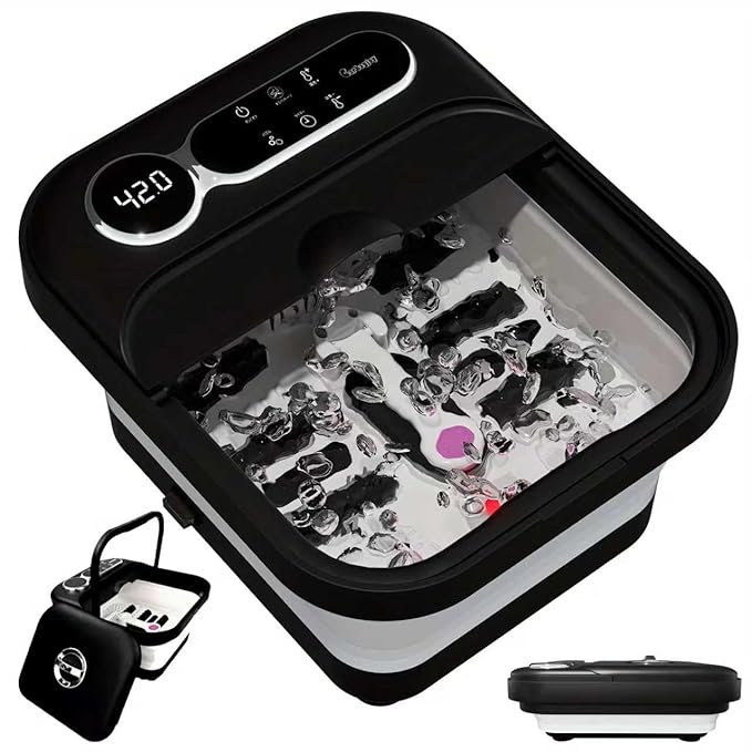 Collapsible Foot Spa And Massager with Heater And Temperature Control, Foot Bath Bowl with Bubbles, Six Massage Rollers, Vibration And Red Light, Foot Soak. Winter Must-Have Foot Spa Massager
