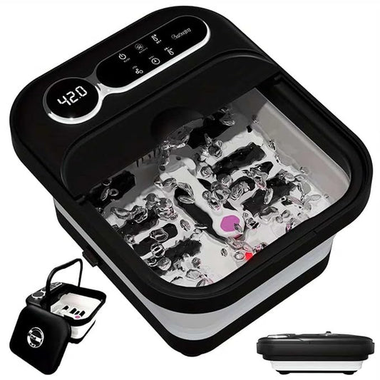 Collapsible Foot Spa And Massager with Heater And Temperature Control, Foot Bath Bowl with Bubbles, Six Massage Rollers, Vibration And Red Light, Foot Soak. Winter Must-Have Foot Spa Massager