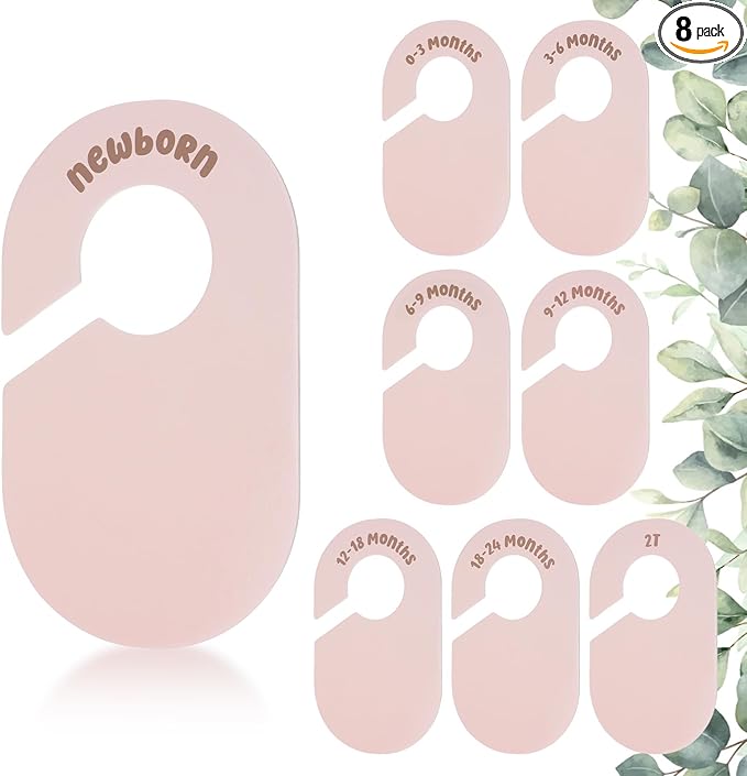 8PCS Baby Clothes Dividers for Closet Baby Closet Dividers Double-Sided Clothes Organizer for Newborn Clothing, Infant to 2T Boy & Girl Pink Nursery Decor