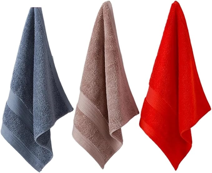 6 Pack Cotton Face Towels, Soft & Absorbent Bath Towels for Women Men, 35x35cm(White)