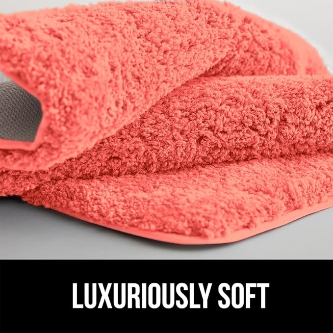 GORILLA GRIP Bathroom Rugs, Ultra Soft Absorbent Mat, Thick Plush Bath Rug, Machine Washable, Microfiber Quick Dry, Mats for Shower, Bathtub and Floor, Home Decor Accessories, 24x17, Coral
