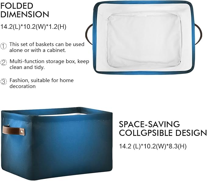 YETTASBIN Blue Solid Color Storage Basket 1pc, Large Collapsible Toys Clothes Organizer, Durable Canvas Storage Bin with Handle for Shelves Closet Laundry Home Office Decor