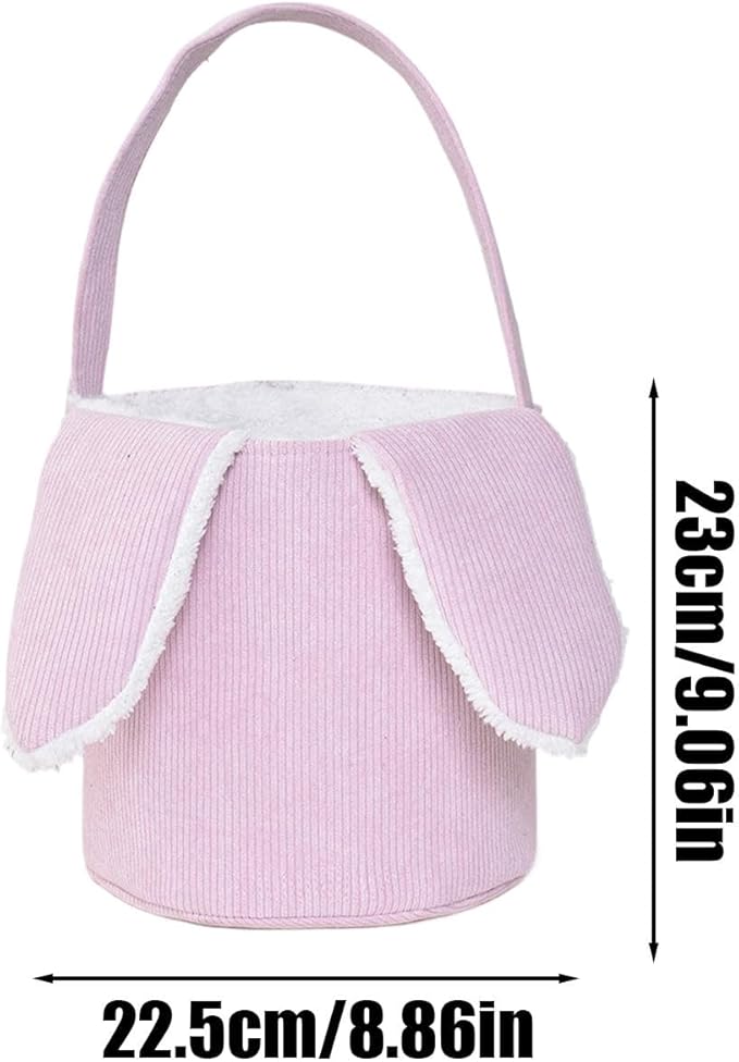 Bunny Egg Hunt Easter Bucket Plush | Easter Bucket Bags With Rabbit Ears,Bunny Ears Baskets For Kids,Easter Bunny Basket,Candy Storage Decorations With Rabbit Ears For Boys Girls