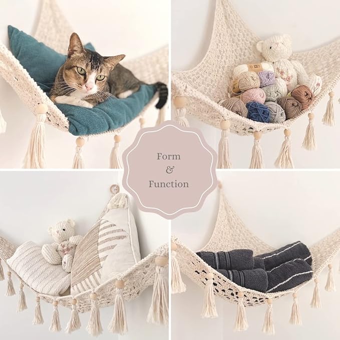 Macrame Toy Hammock for Stuffed Animals - Plushie Toy Hammock for Baby Girl Nursery Decor, Plush Hammock, Stuffy Hammock, Hanging Stuffed Animal Organizer, Sweet Pink