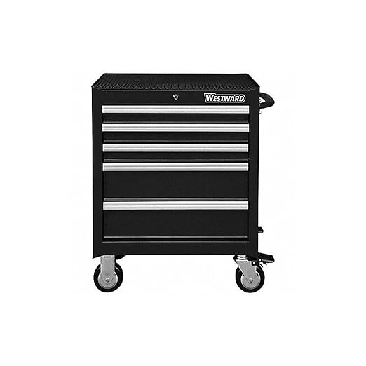 Westward 26-11/16" Rolling Cabinet, 5 Drawers, Black