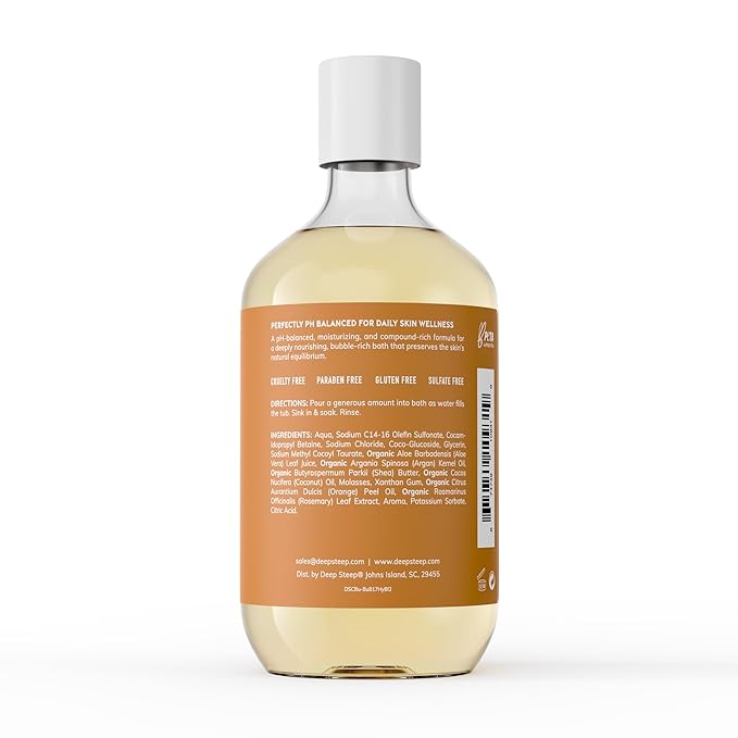 Deep Steep Honey Blossom Bubble Bath for Women, Hypoallergenic, Clinically Tested, Clean Formula for Sensitive Skin, Sulfate-Free, 17 fl oz Bottle, Essential Bath Accessories