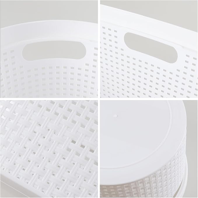 4 Packs 40 L Laundry Baskets, Plastic Dirty Clothes Hampers with Cut-Out Handles for Bedroom, Bathroom, Dorm, Laundry Room, White