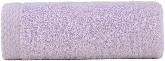 3 Pack Solid Color Cotton Towels, Bath and Face Towels Set, 32S, 92g(Purple)