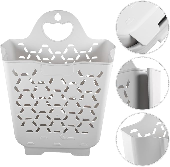 Amosfun Wall Mount Laundry Basket Foldable Laundry Hamper with Handle Space Saving Collapsible Dirty Clothes Storage Basket for Bathroom 11.81X33.46X15.15 Inch
