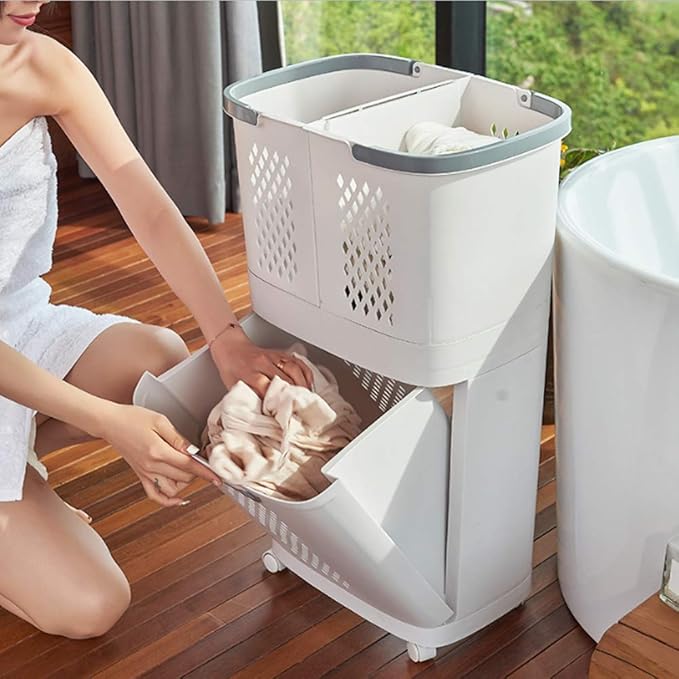 Removable Laundry Basket Classification Thickened Storage Rack Household Storage Bucket White