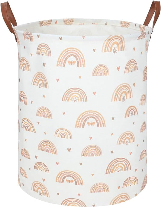 Boho Rainbow Laundry Hamper,Girls Laundry Hamper,Waterproof foldable canvas laundry basket,Baby Nursery Hamper,Gift Basket,Room Decor(Rainbow)