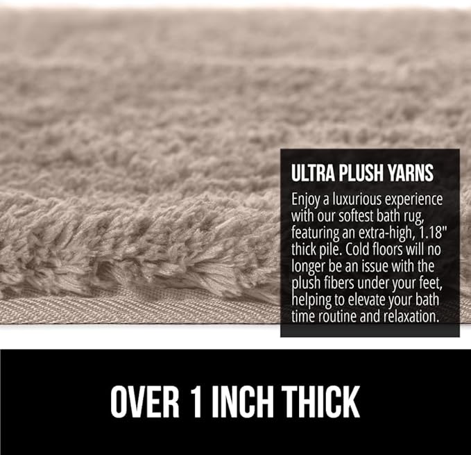GORILLA GRIP Bathroom Rugs, 42x24, Ultra Soft Absorbent Mat, Thick Plush Bath Rug, Machine Washable, Microfiber Quick Dry, Mats for Shower, Bathtub and Floor, Home Decor Accessories, Beige