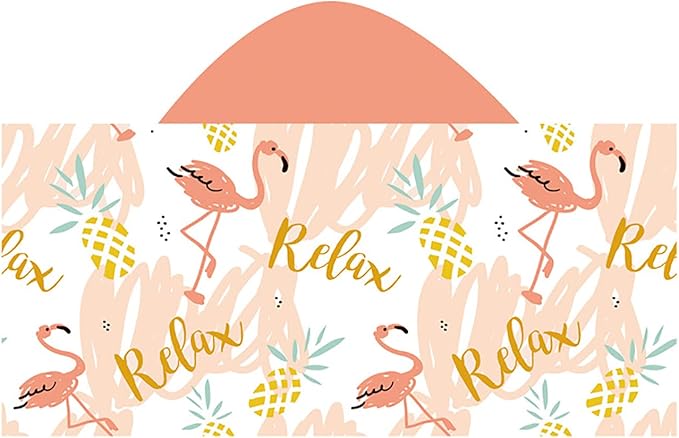 Hooded Beach Towel, Microfiber Hooded Beach Towel For Kids Toddler Infant Boy Girl, Beach Towel with Hood For Bath Pool Swim Summer Beach Essentials Cartoon Shower Gifts (24x50 Inch, Flamingo )