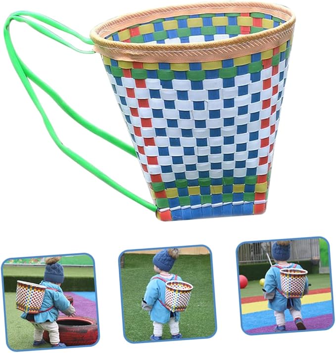 Handwoven Ethnic Style Basket Toy for Boys and Girls Random Dance Prop and Storage for Boy Girl Playroom and Nursery