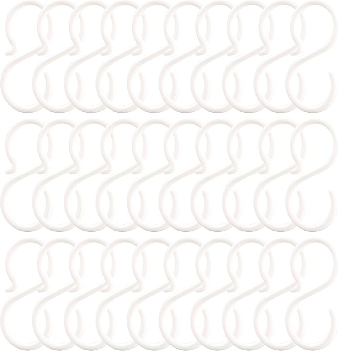 POVETIRE 30 Pack 2.5 Inch Rubber White S Hook for Hanging Baby Headband Hair Accessories Baby Bib NecklaceJewelry Hat Holder
