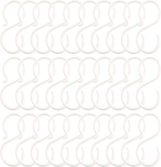POVETIRE 30 Pack 2.5 Inch Rubber White S Hook for Hanging Baby Headband Hair Accessories Baby Bib NecklaceJewelry Hat Holder