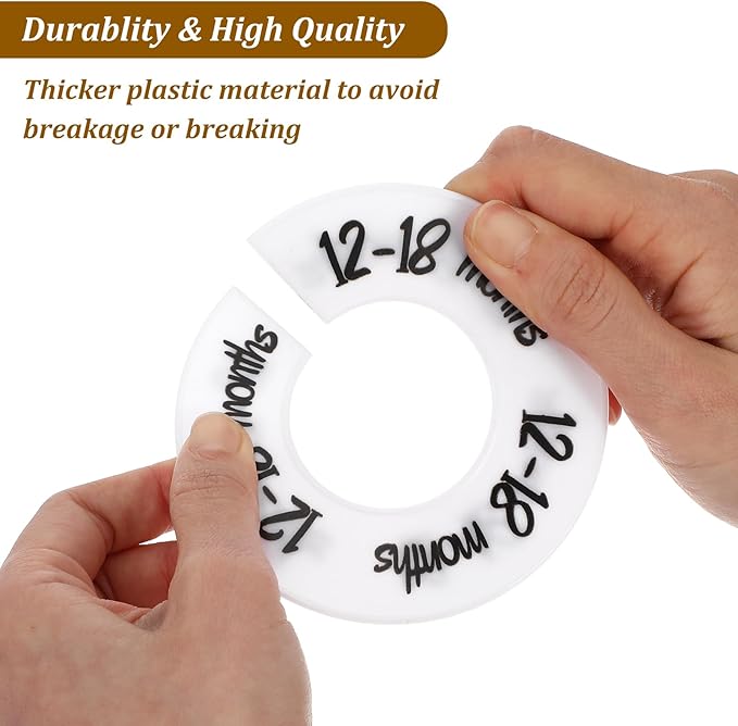 Baby Closet Dividers, Set of 6 Baby Closet Size Dividers, Baby Hanger Dividers By Age from Newborn to Toddler, Organize Nursery Hangers for Clothes
