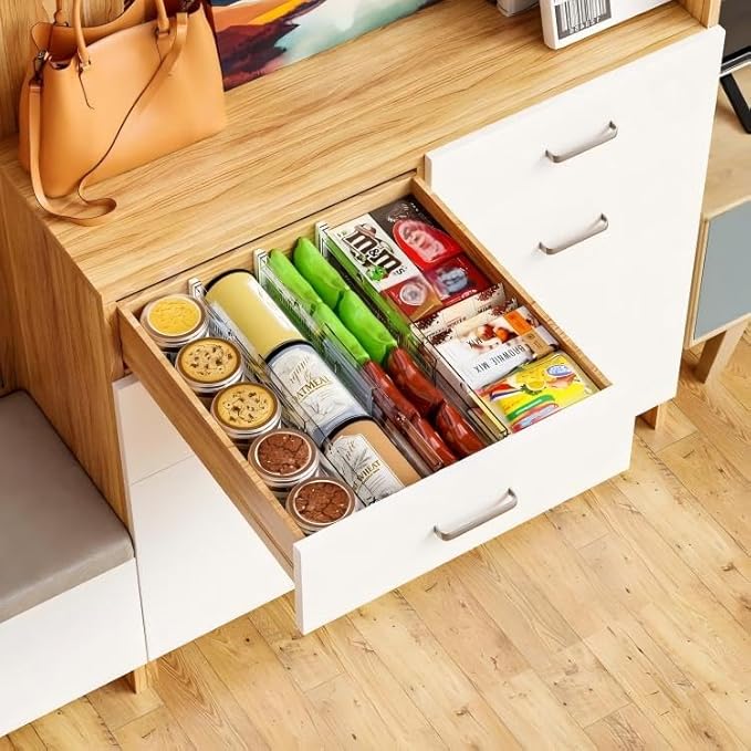 Yieach 5 Pack 3.2 Inch Shallow Acrylic Drawer Divider for Clothes -Expandable from 12.3-17''-Adjustable Dresser Drawer Divider for Baby Clothing,Underwear,Clear in Drawer Separators for Kitchen,Office