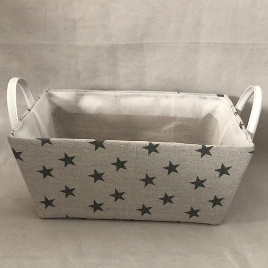 AI-2240-210-Q01 White with Gray Stars Handled Basket