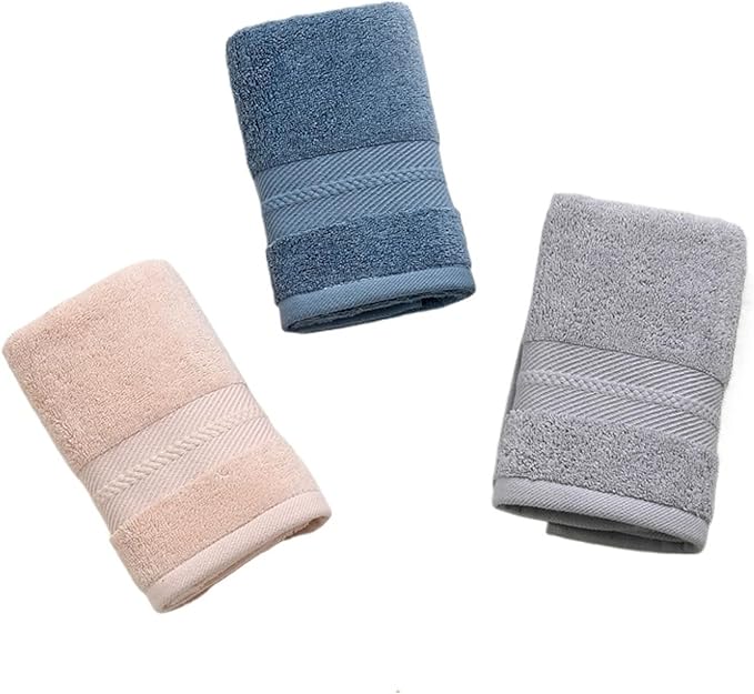 3-Pack Cotton Towels, Soft Bath and Face Towel Set, Absorbent for Home(Purple)