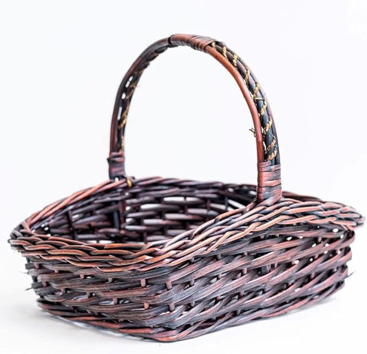 Willow with Brown Handle Basket