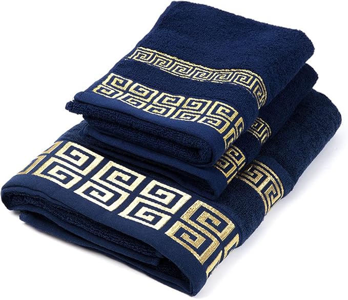 100% Cotton Highly Absorbent Embroidered Towels 3-Piece Towel Set Hotel Bath Towel, 1 Bath Towels, 2 Hand Towels Extra Thick Beach Bath Towels
