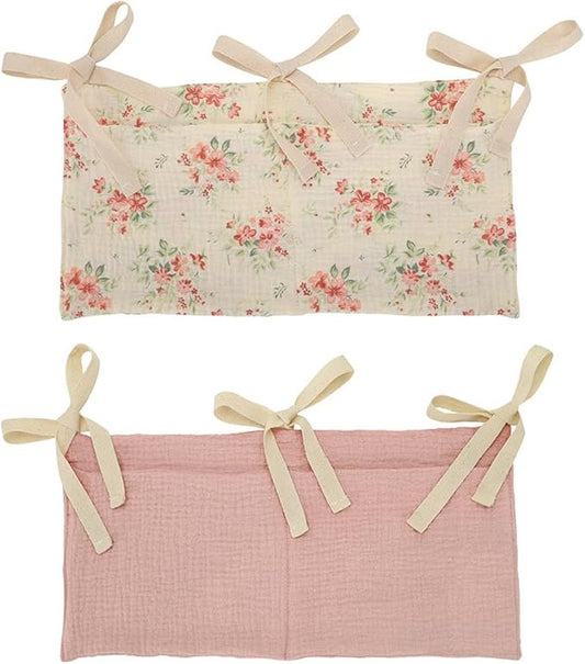 Eforcase 2PCS Baby Crib Organizer Cot Caddy Bed Storage Bag Hanging Pocket Diaper Nursery Organizer Bed Hanging Organizer Bag