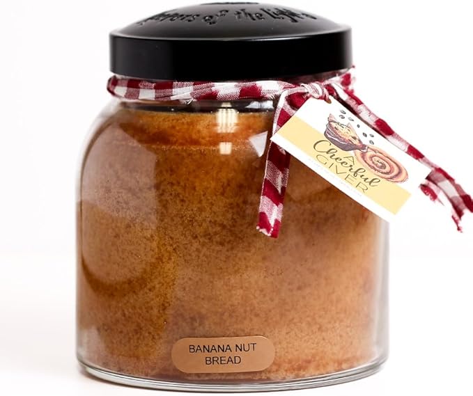 A Cheerful Giver - Banana Nut Bread - 34oz Papa Scented Candle Jar with Lid - Keepers of the Light - 155 Hours of Burn Time, Gift for Women, Brown