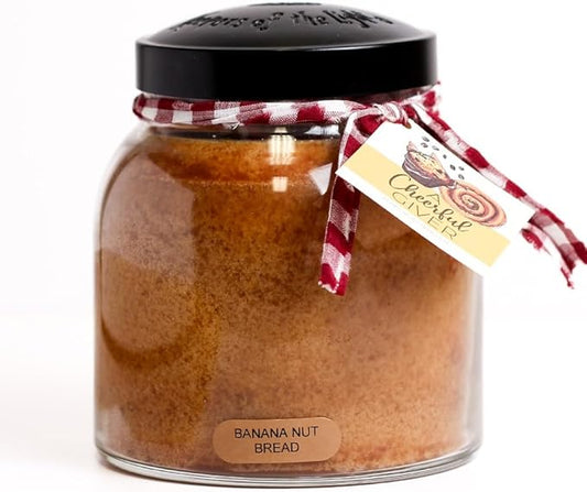 A Cheerful Giver - Banana Nut Bread - 34oz Papa Scented Candle Jar with Lid - Keepers of the Light - 155 Hours of Burn Time, Gift for Women, Brown
