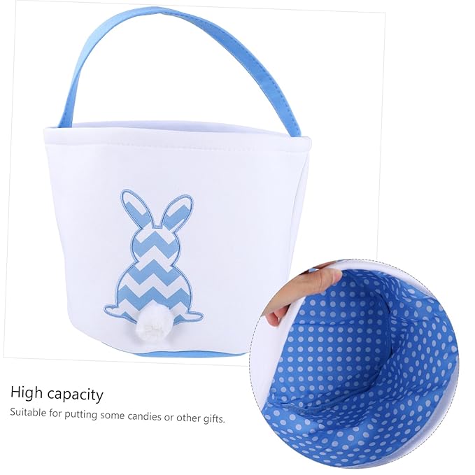 1pc Easter Bunny Basket Plush Tail for Candy Storage Cute Cloth for Easter Decoration Handheld Holder for and Daily Use Bright Design