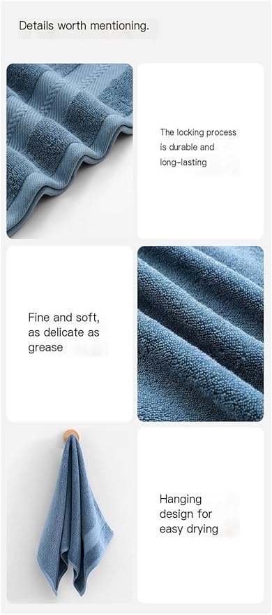 3-Pack Cotton Towels, Soft Bath and Face Towel Set, Absorbent for Home(Blue)