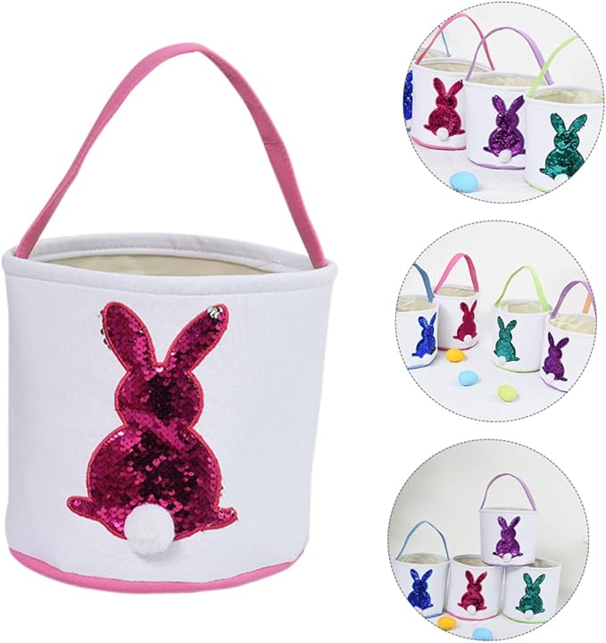1pc Easter Bunny Basket Portable Candy Storage Bag for Party Decoration Adorable Design Durable Craftsmanship for Home and Event Use
