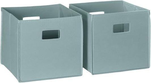 RiverRidge Kids 2pc Fabric Collapsible Storage Cube Organizers with Handles for Playroom Organization - Sea Green