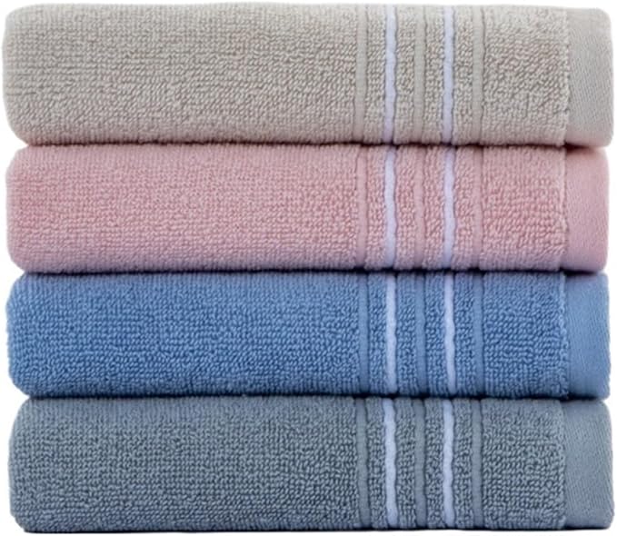 Solid Color Cotton Towel Set 3 Pack, Soft Absorbent Oversized Face Towels, 33x72cm for Home(Pink)