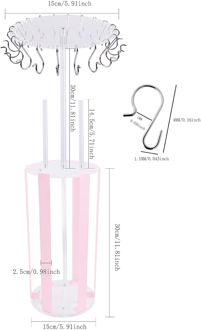 Bow Holder Bow Organizer for Girls,Baby Hair Clips Storage Stand, Rotatable Hair Accessory Organizer Rack for Baby Newborn Infant Toddler Kids (snzp-18-1)