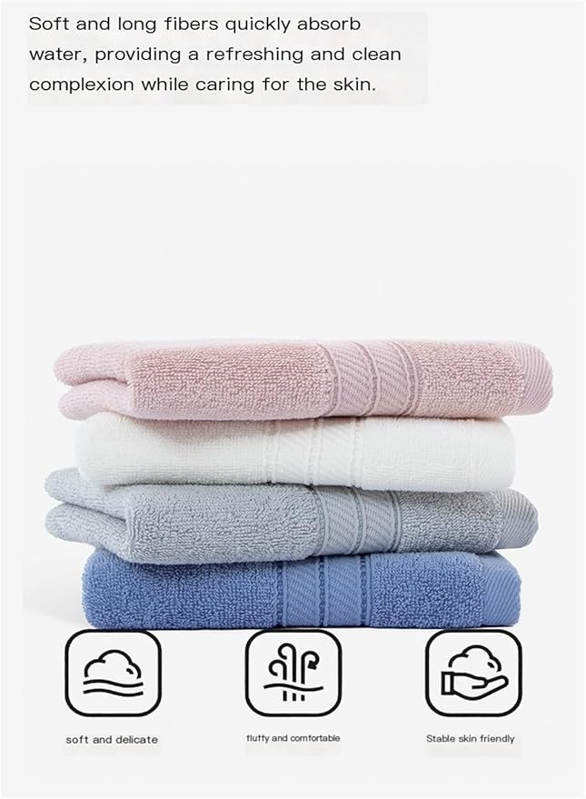 Solid Color Cotton Towel Set 3 Pack, Soft Absorbent Oversized Face Towels, 33x72cm for Home(Pink)